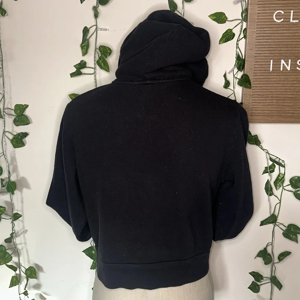 Brandy Melville Cropped Black Hoodie - Image 3