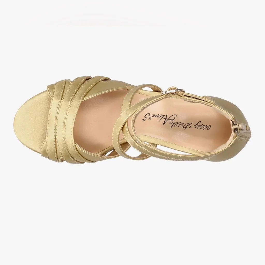 NEW Easy Street Gold Crissa Padded Insole Heeled Sandal 7.5 $70 - Image 2