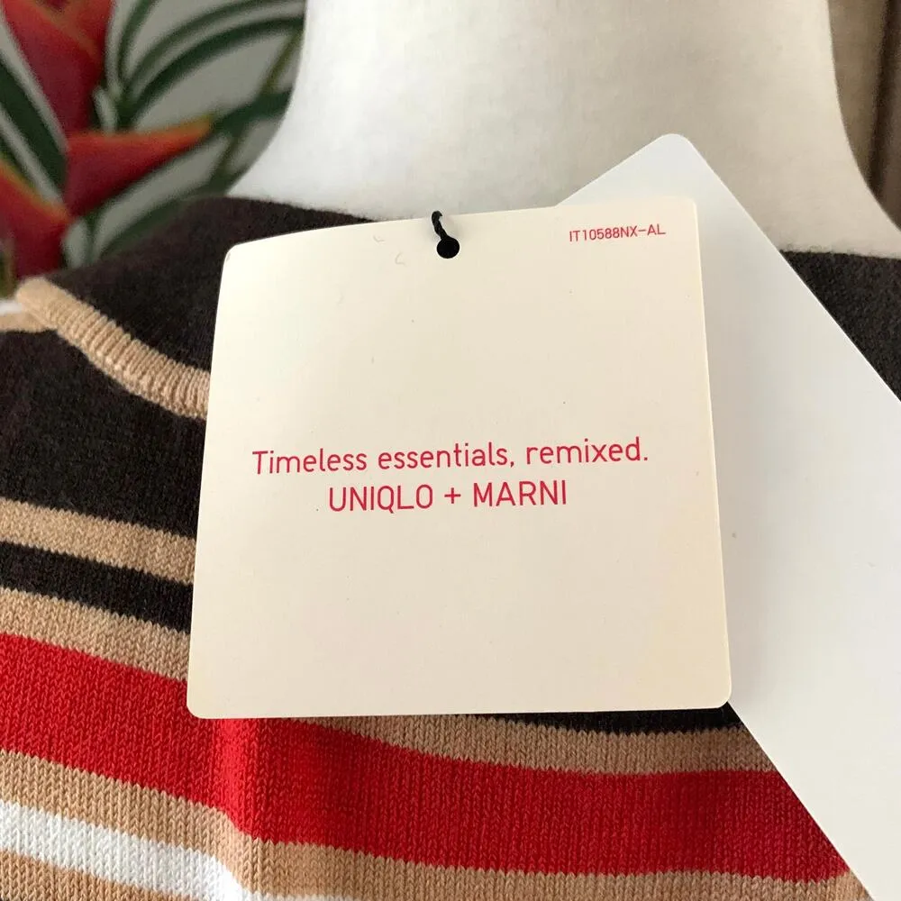 NWT MARNI Uniqlo Merino Wool Blend Striped Sleeveless Knitted Dress Dark Brown S - Image 14