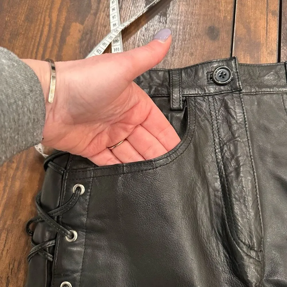 Vintage Women's Leather Lined Lace Up Side Mini A - Image 7