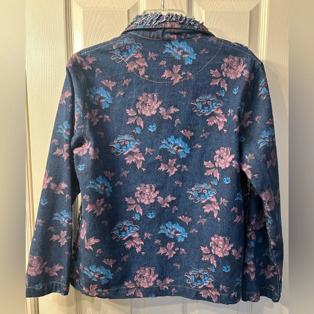 Vintage Tantrums Jean floral Jacket size M Blue Size M - Image 2