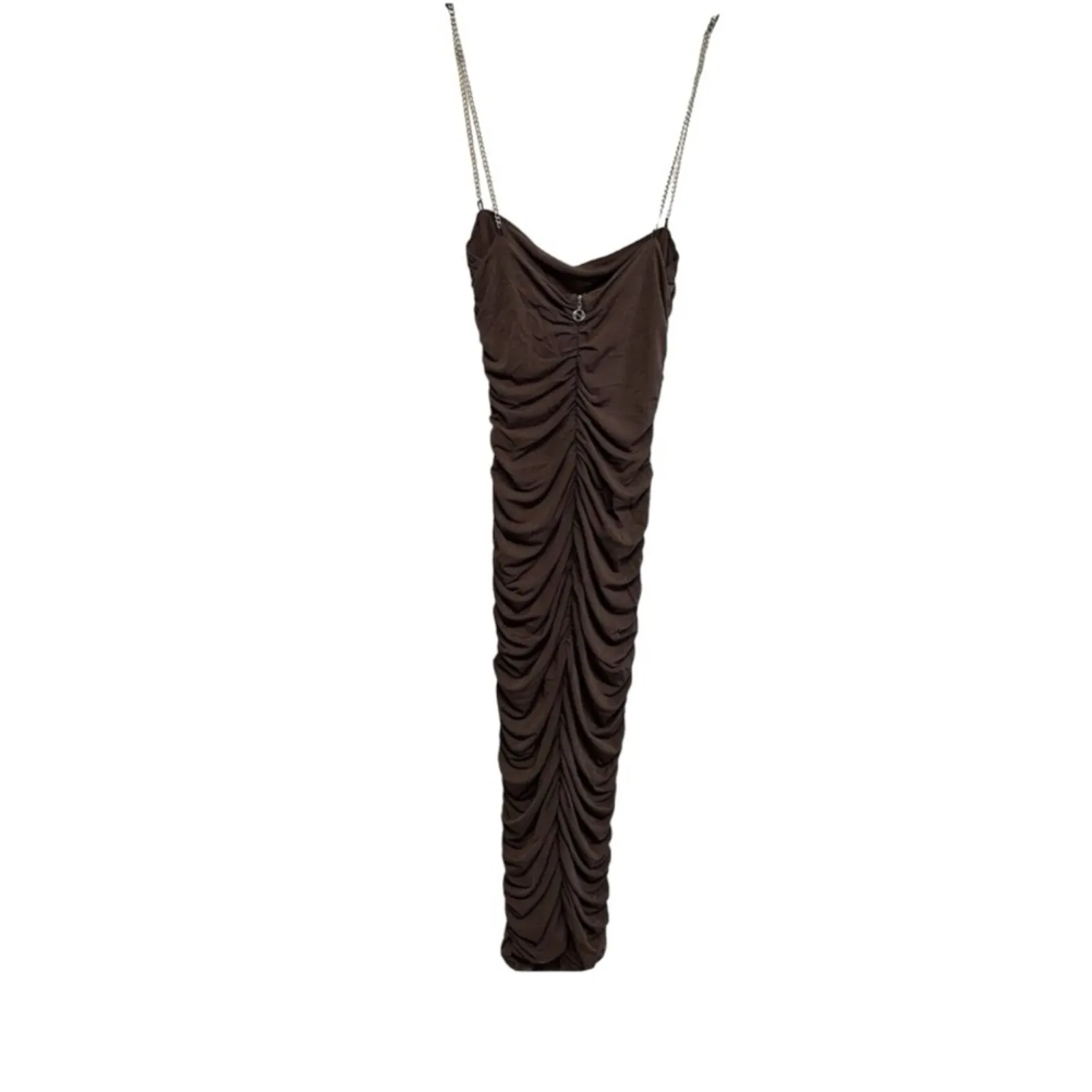 Revolve Nookie Tia Midi Cut Out Chain Strap Dress in Mocha Brown Size M NEW - Image 4