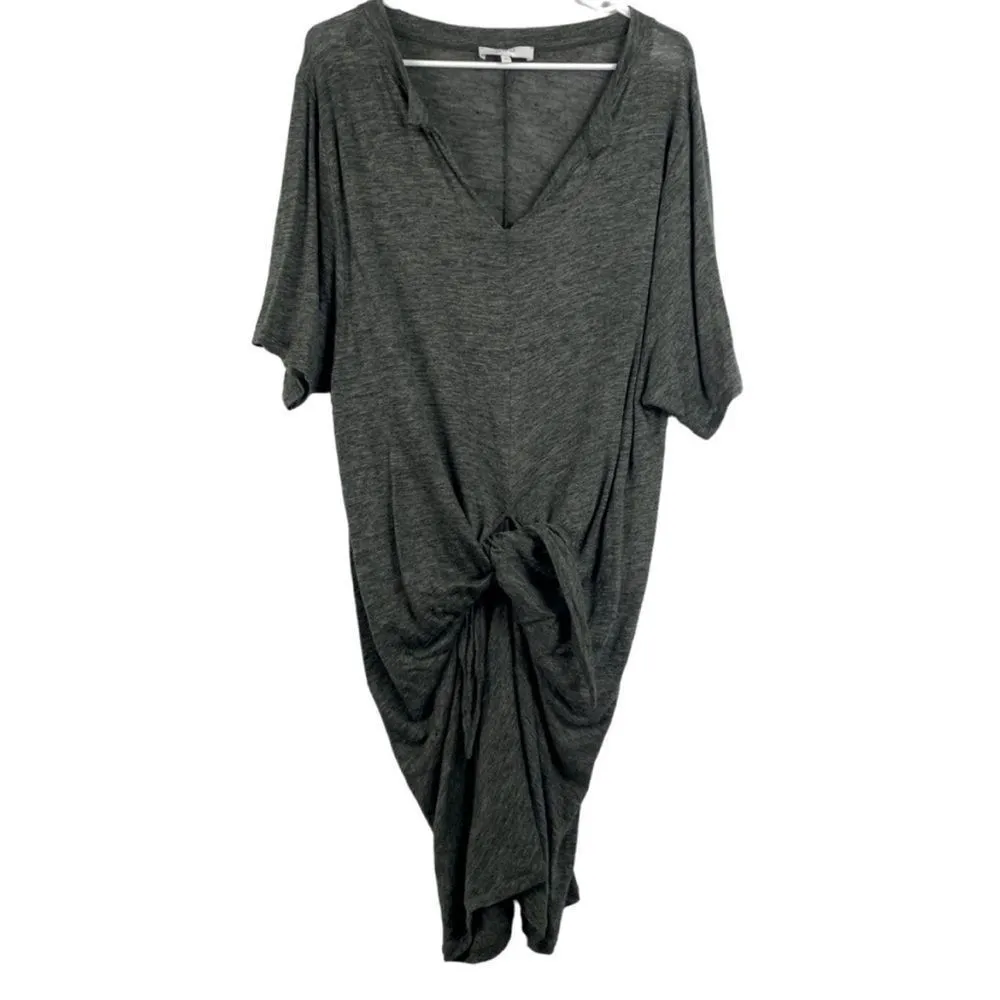 IRO Arwen Linen Twist Tie Front Dress, Dark Grey xs - Image 3