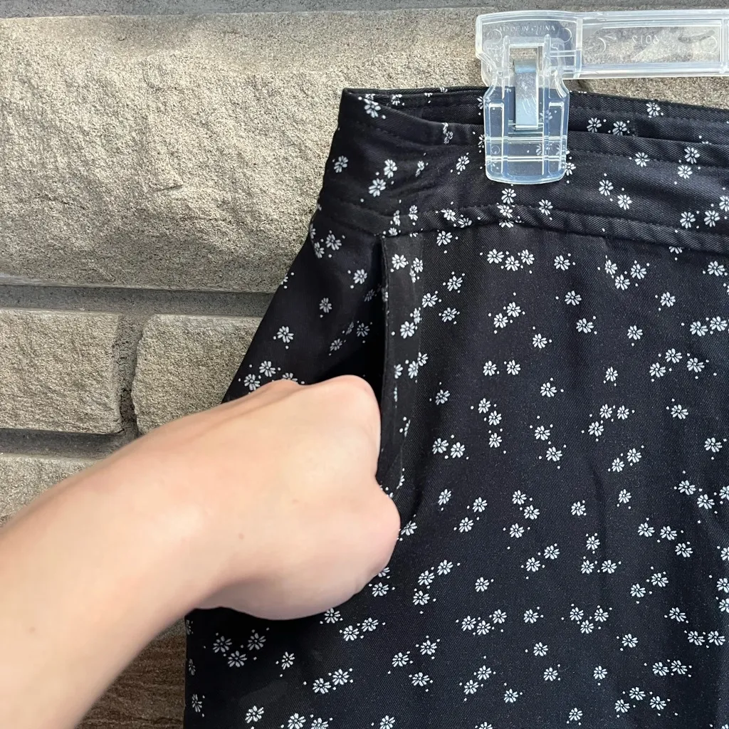 VETTA Capsule Black Ditsy Floral Wide Leg Trouser Pants Size 16 Made USA Tencel - Image 6