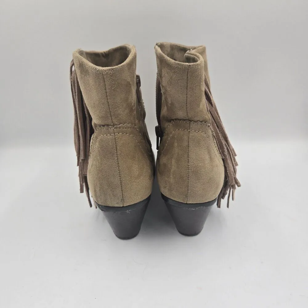 Womens Leather Ankle Booties Size 7 Brown Fringe Tassels Western Cowboy Cowgirl - Image 3