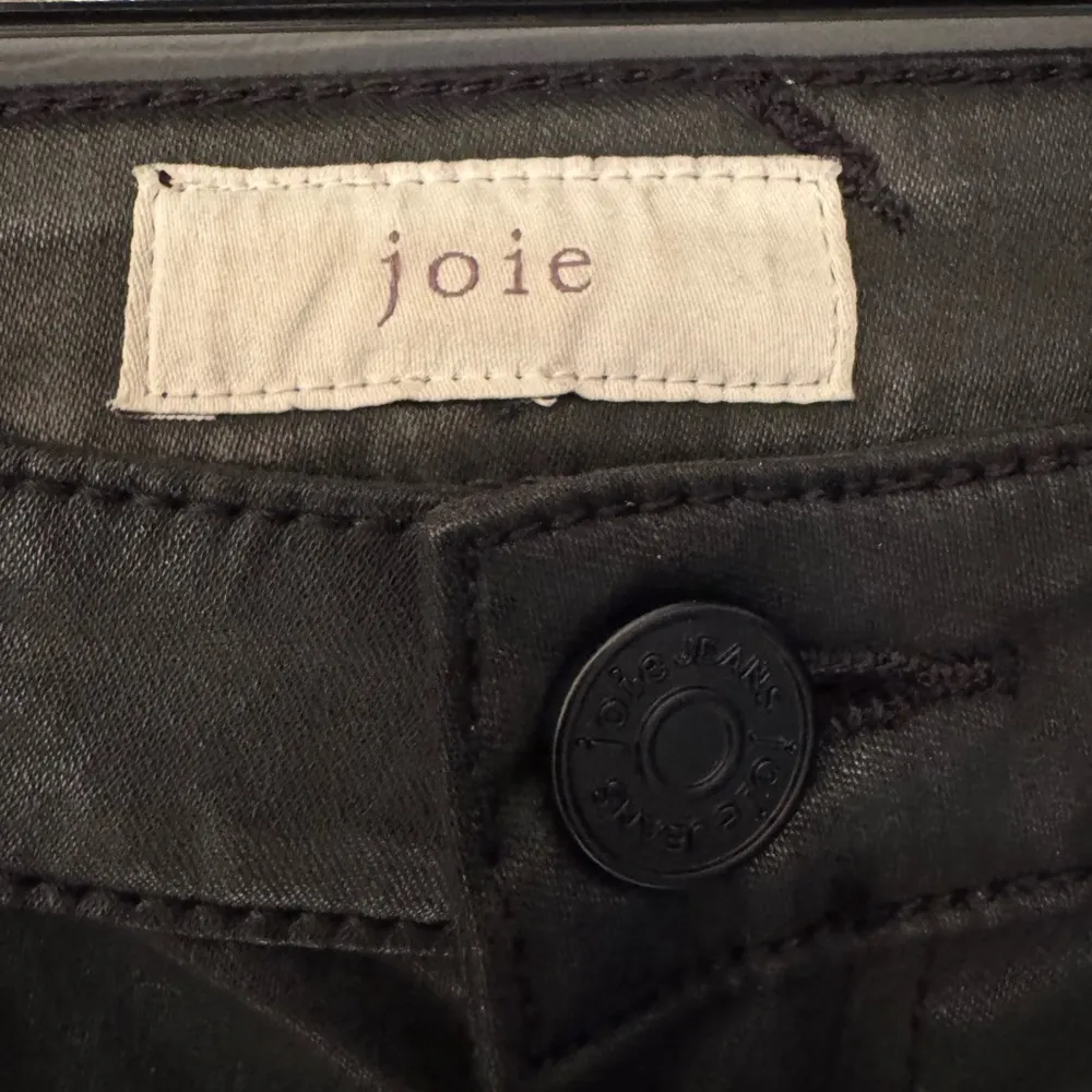 Joie Women's Park Skinny Zipper Pants Women’s Black Coated Denim Size 26 - Image 7