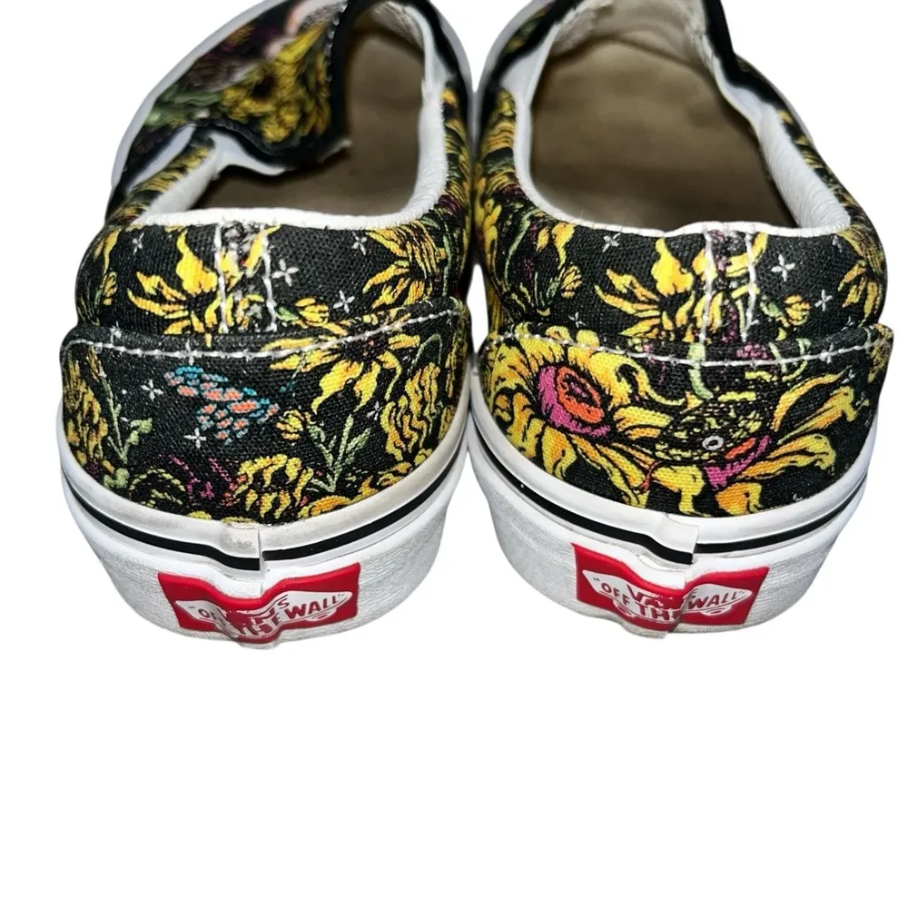 Vans Black Floral Beauty Skull Classic Slip On Sneakers Shoes size 5.5 - Image 7