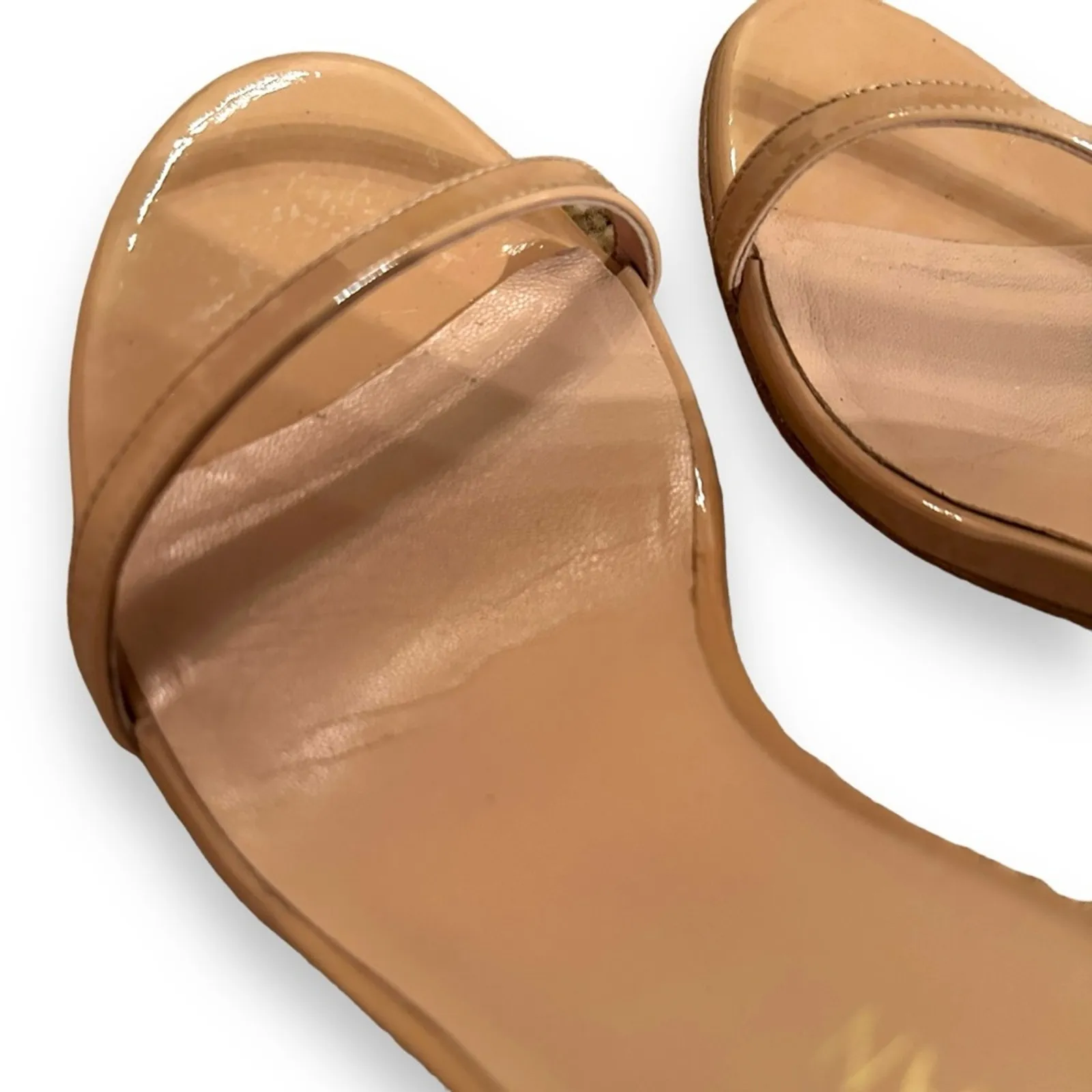 Stuart Weitzman Nudistrong Patent Leather Ankle‎ Wrap High Heel Sandals Sz 9.5 - Image 4