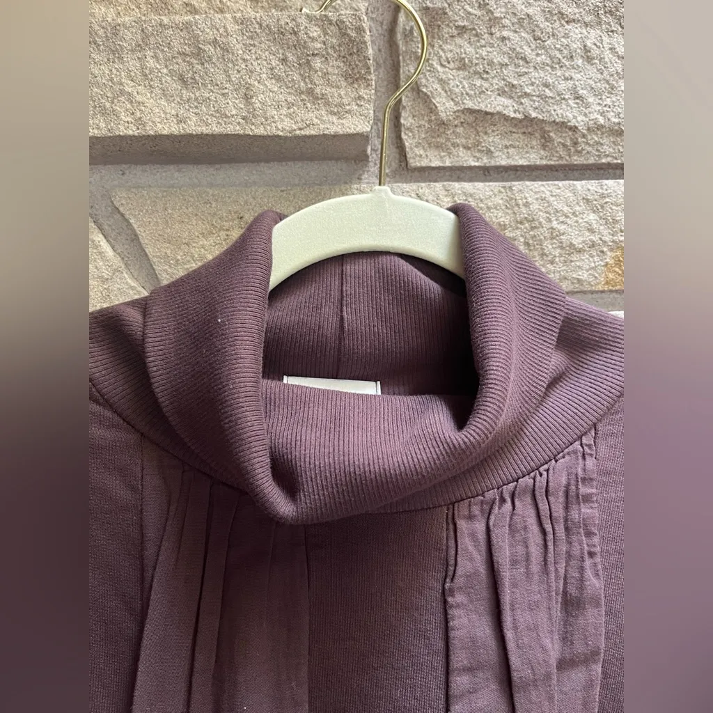 Prairie Underground mock neck cowl sweatshirt dress longline Lagenlook Brown xl - Image 3