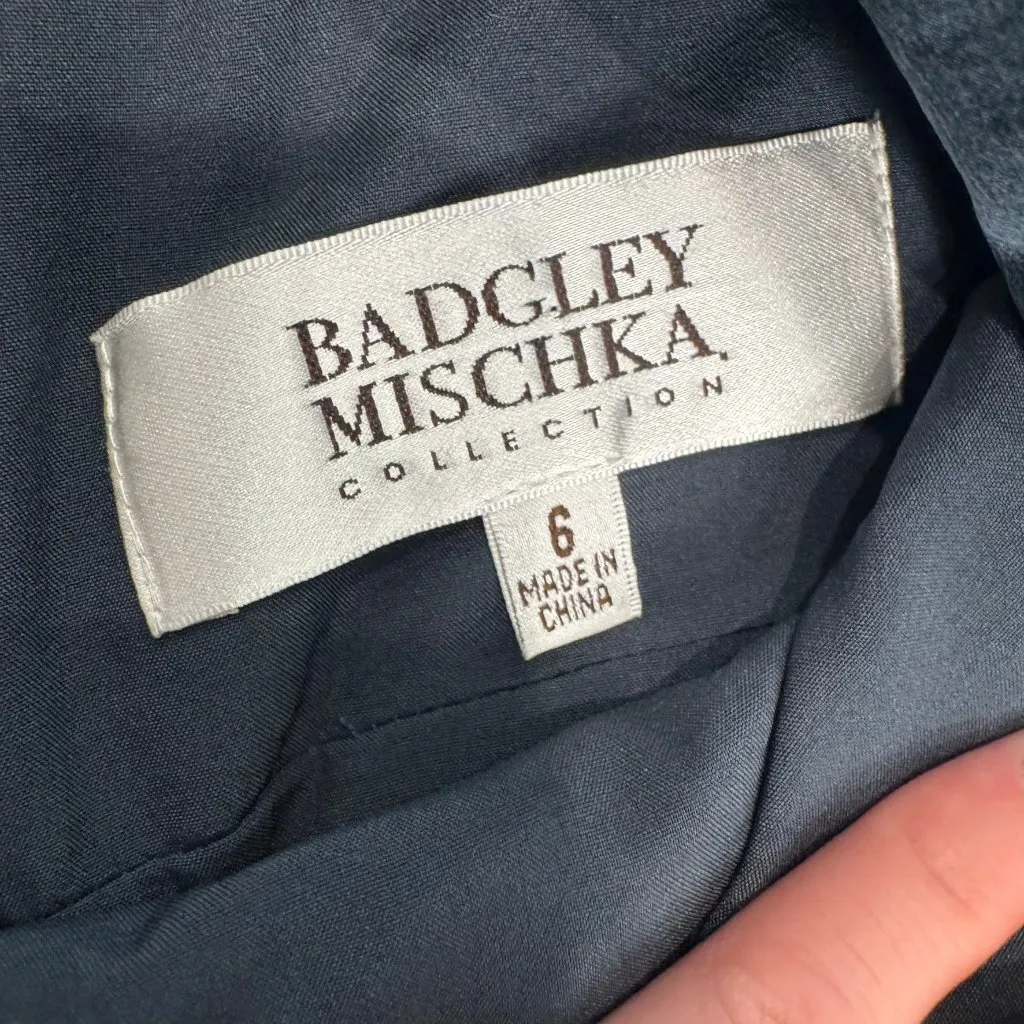 Badgley Mischka brown mermaid cut sleeveless formal dress size 6 G20 - Image 2