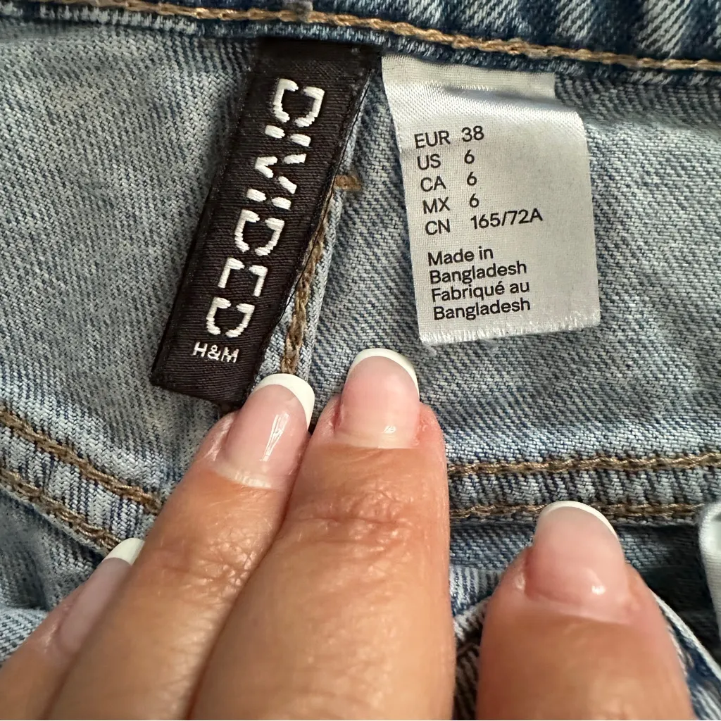 H&M Divided Cargo Jeans Mid Rise Straight Leg Utility Denim Size 6 - Image 10