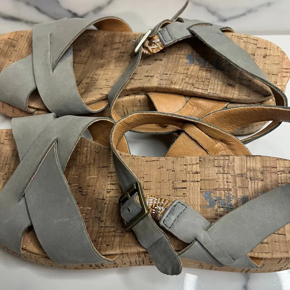 Korks Women's Sage Green Leather Cork Sole Comfort Platform Kalie Sandals Sz 8 - Image 5