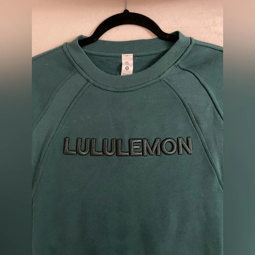 Lululemon NWT  Scuba Oversized Pullover Wordmark Storm Teal Sweatshirt Size M L - Image 12
