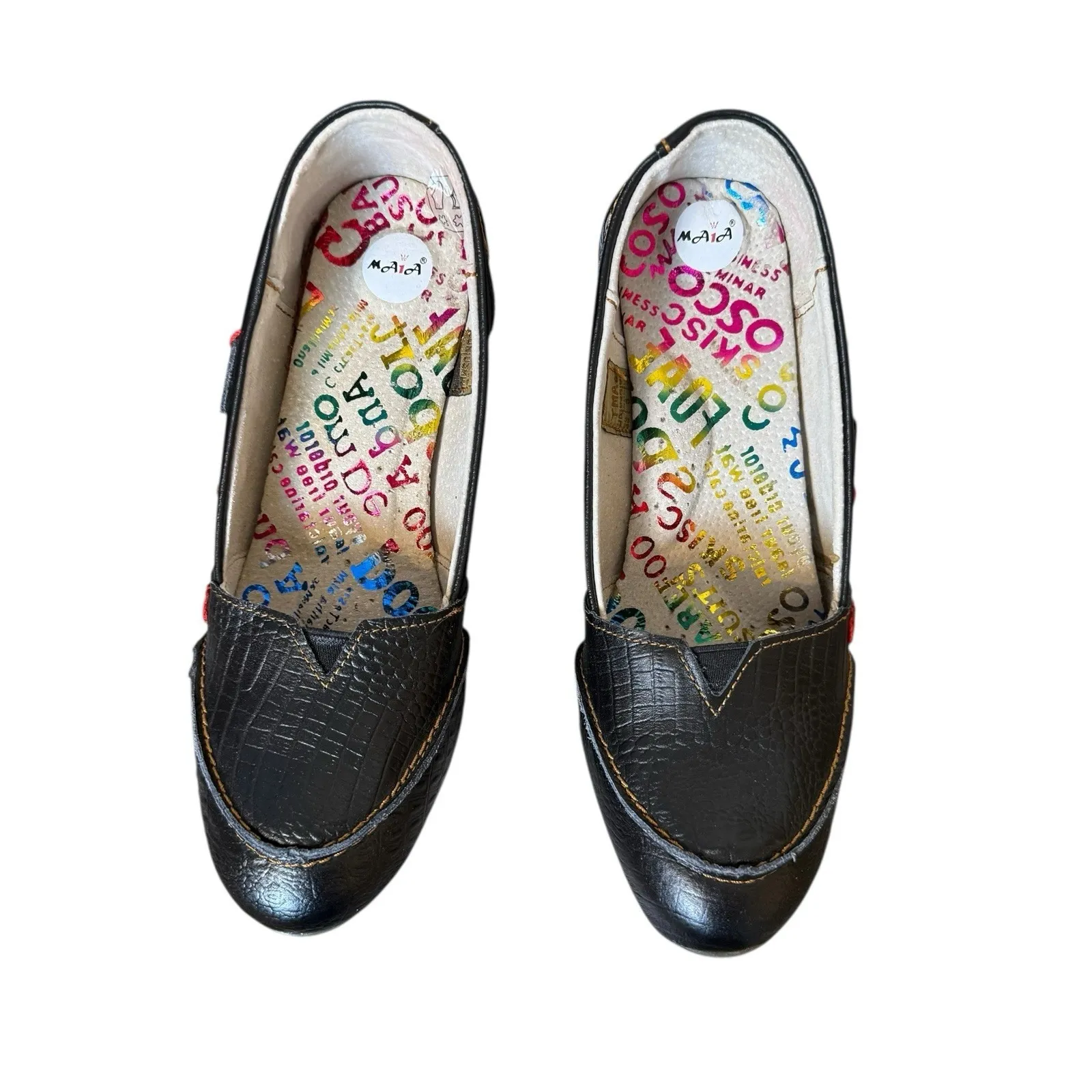 TMA Eyes & Maia Patchwork Textured Pumps US 8 EU 39 Boho Retro Y2K Art to Wear Black - Image 2