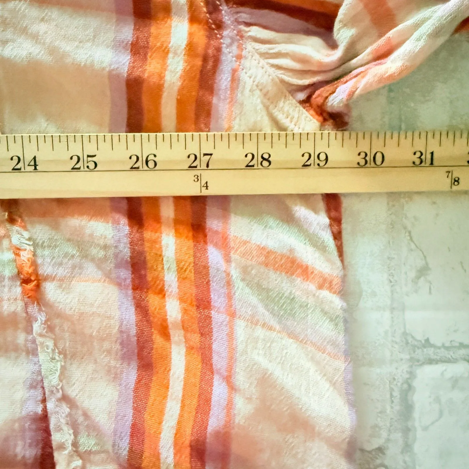 Free People Solstice Plaid Oversized Blouse Raw Seam Side Slits Long Sleeve Sz S - Image 5