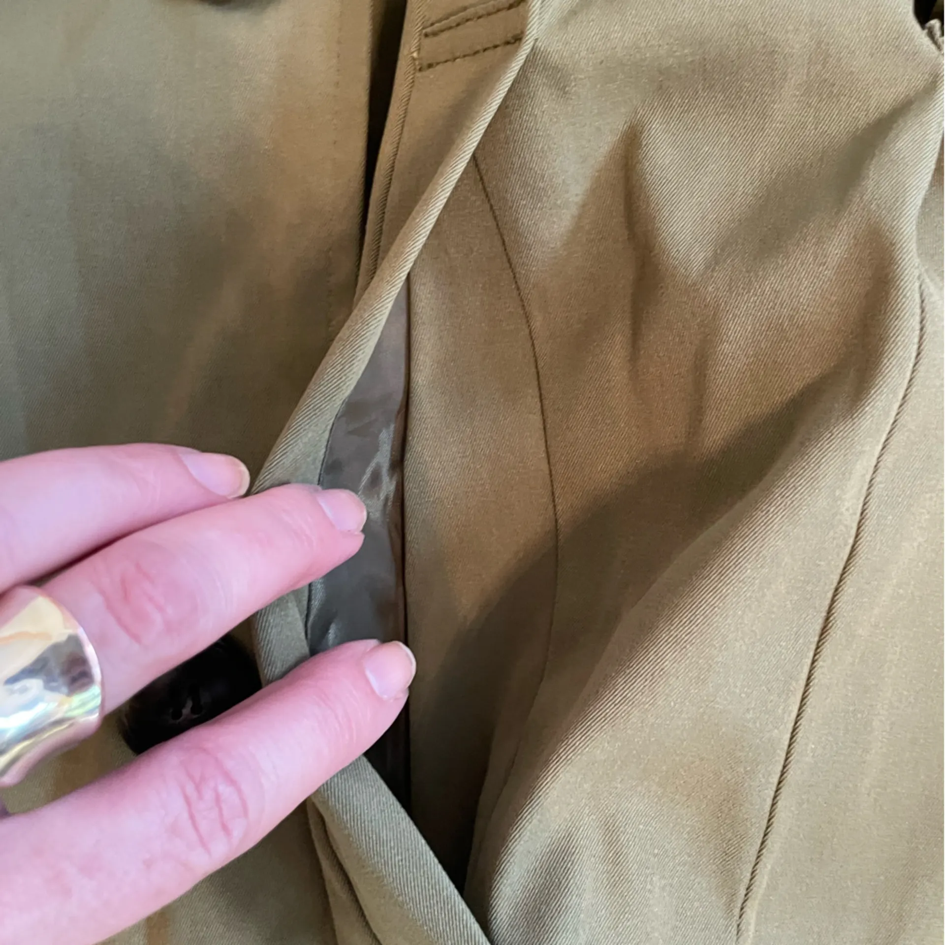 NWT Petal & Pup Olive Green Belted Double Breasted Trench Coat Size XS - Image 14