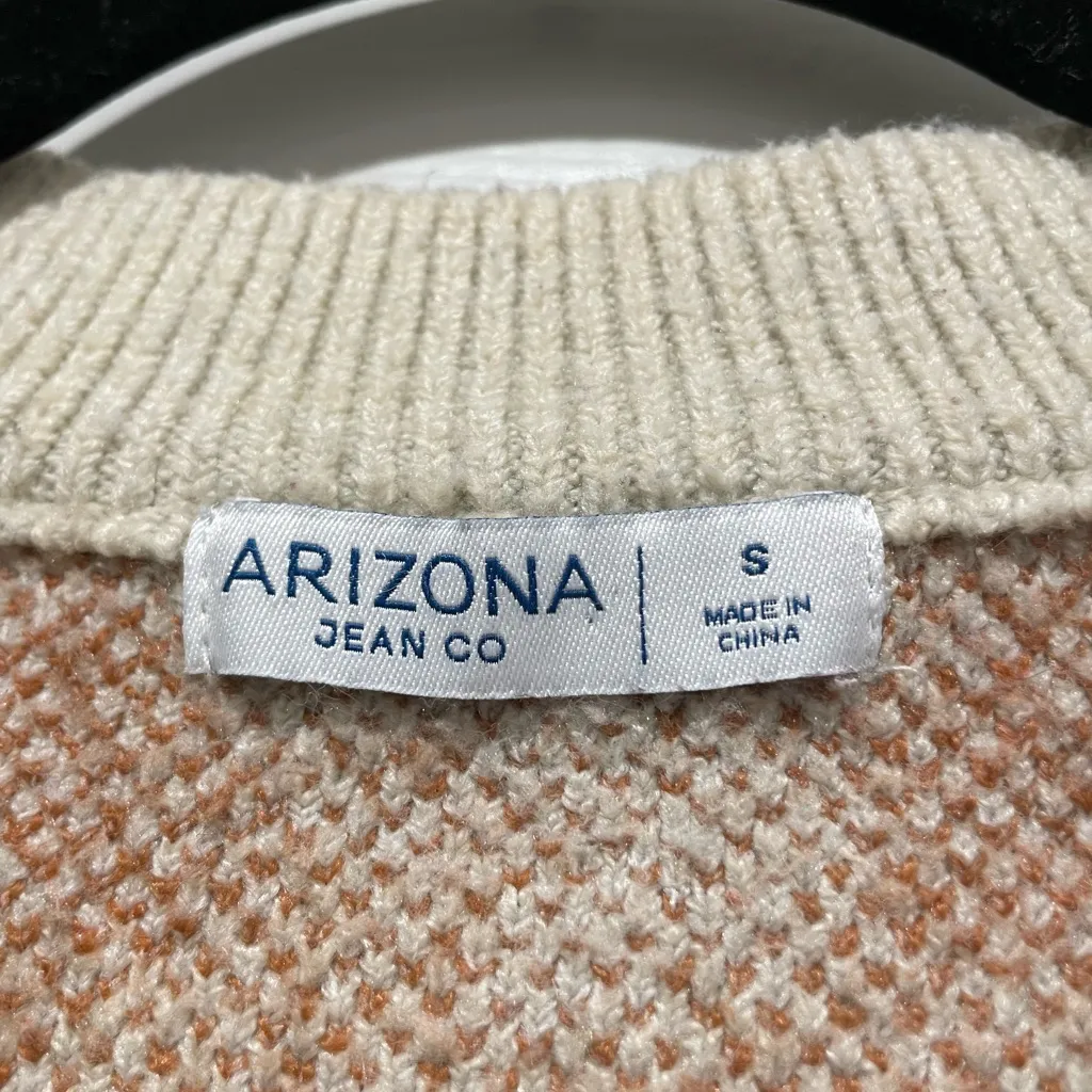 Arizona Jean Co. Preppy Brown & Cream Plaid Sleeveless V-Neck Sweater Vest - S - Image 7