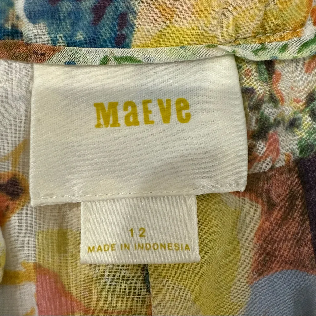 Maeve x Anthropologie Abella Floral Patchwork PinTuck Popover Blouse Women’s 12 - Image 6