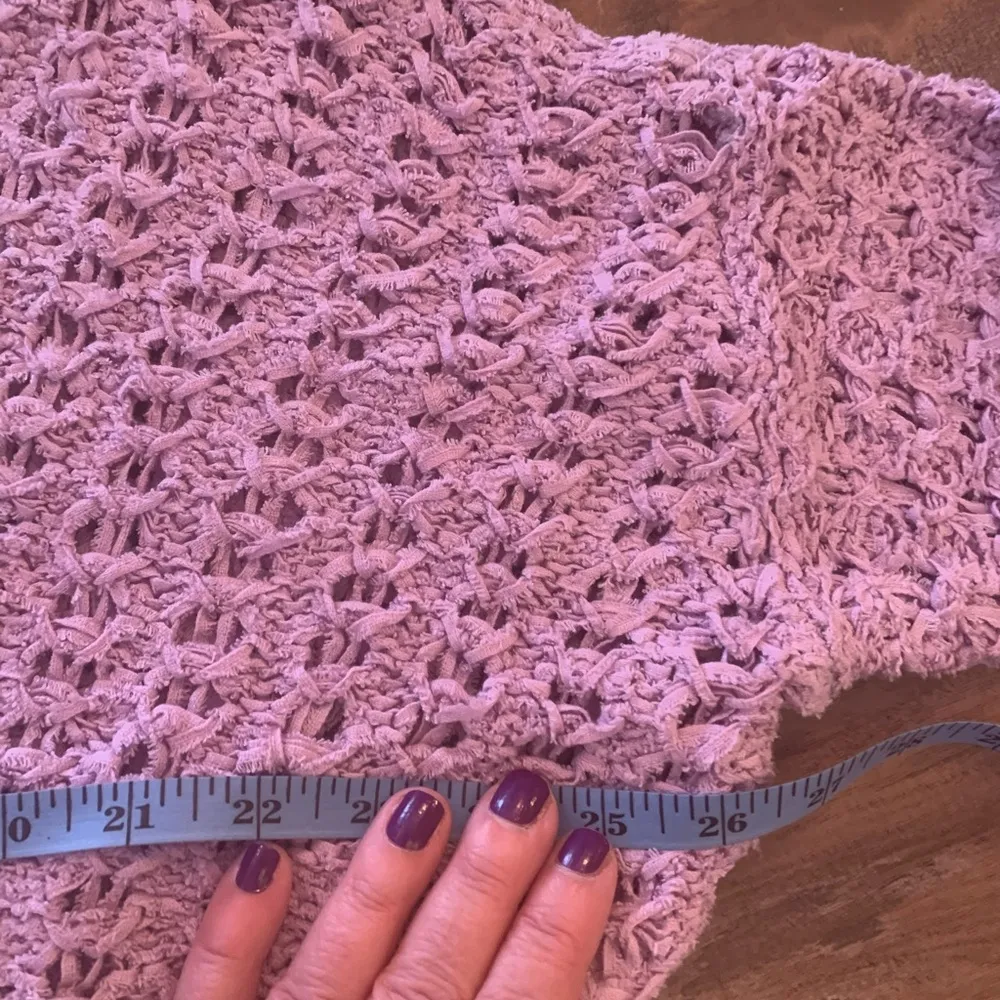 Free People Best Of You Sweater Womens V-Neck Purple Lilac Open Knit M Medium - Image 6