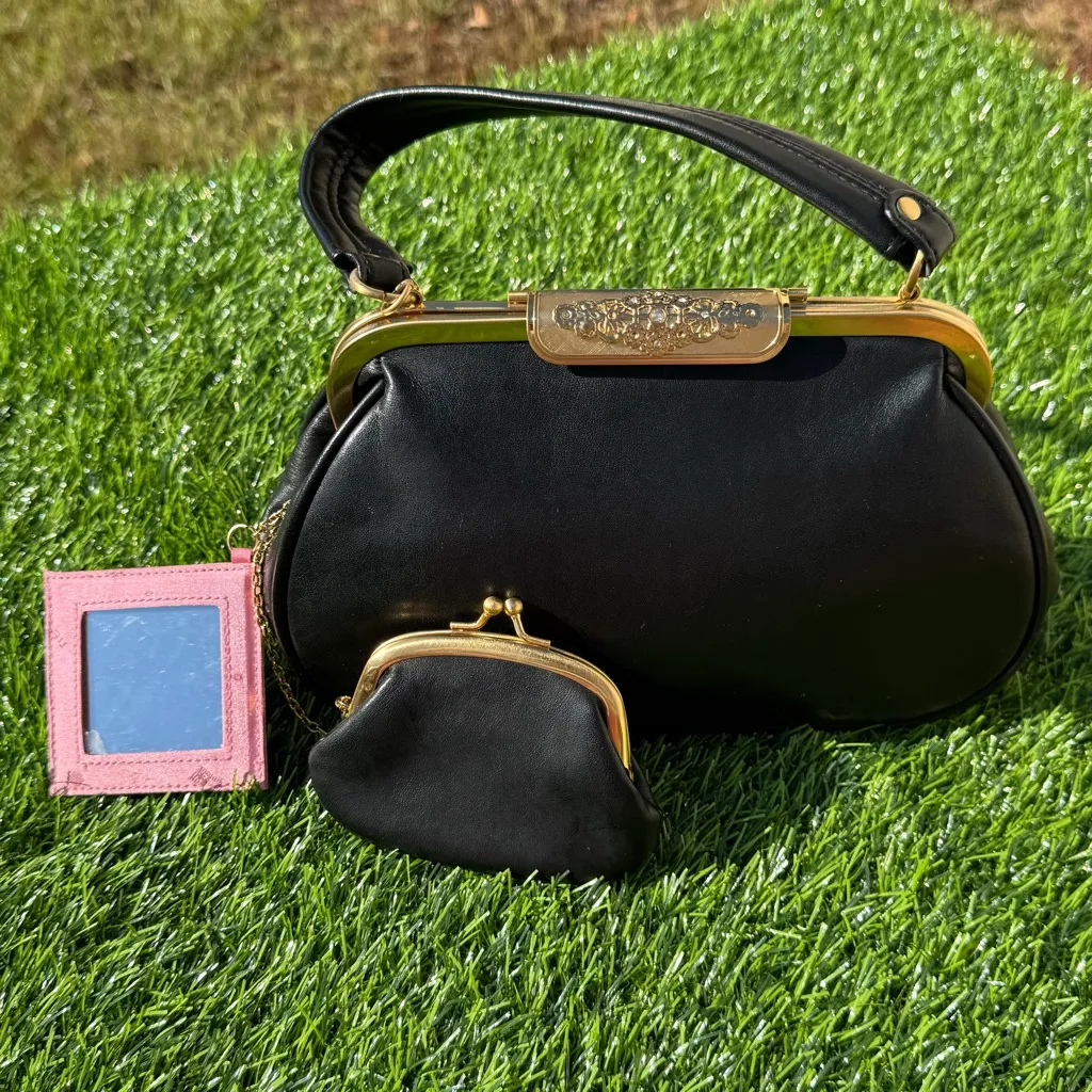 Necessary Objects  Elegant Black Handbag with Gold Accents - Image 15