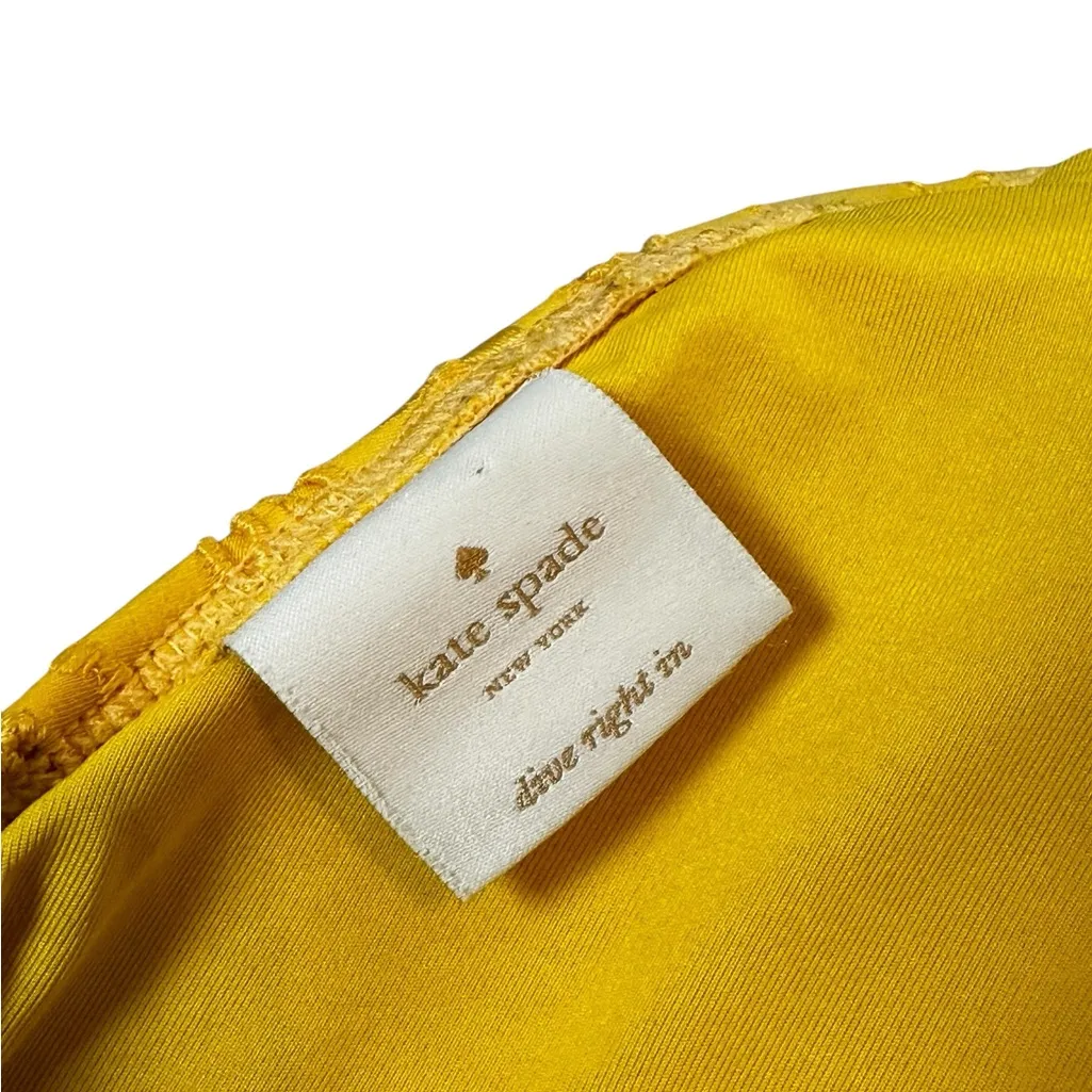 Kate Spade New York Halter One Piece Swimsuit Saffron Yellow Embroidered Size M - Image 5