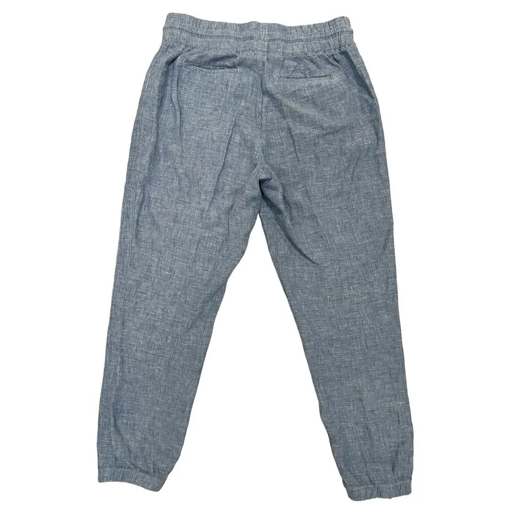 Athleta Linen Cabo Jogger Pants Blue Chambray Travel Beach Outdoor Size 12 - Image 5