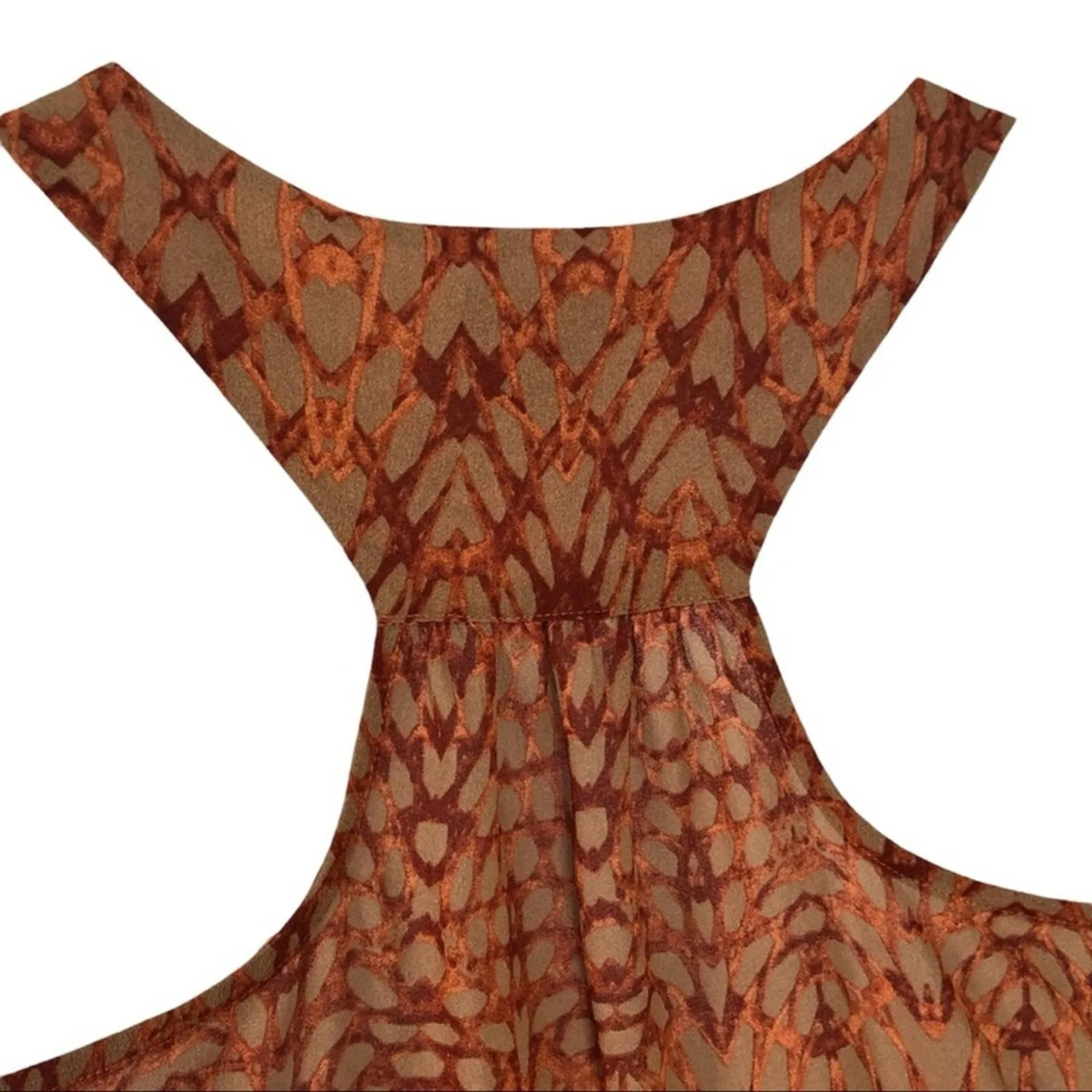 Bar III Copper & Tan Mini Dress Medium Racerback Tie Waist Summer Beach Dress - Image 8