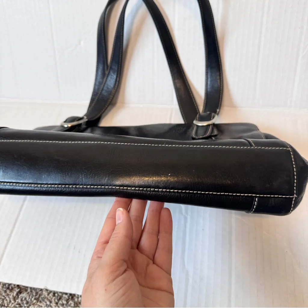 Nordstrom Black Leather Y2K Shoulder Bag Handbag Purse Vintage Women’s Damaged - Image 3