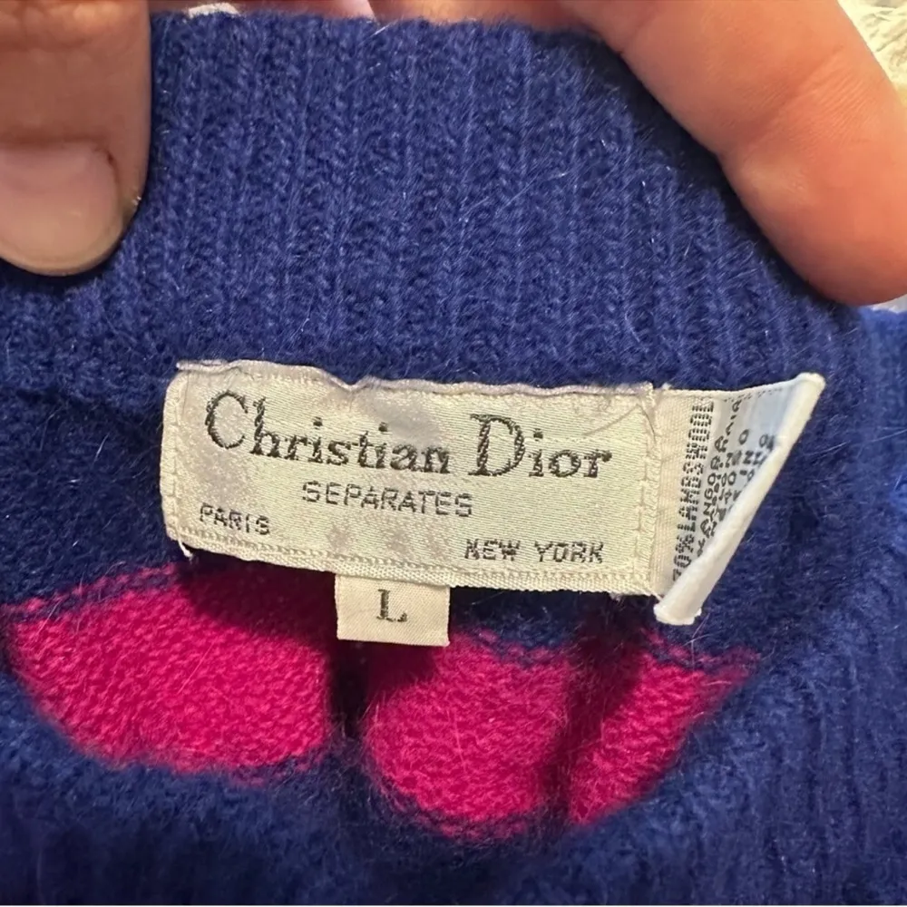 Vintage Christian Dior Lambswool Angora Striped Skirt Women’s Blue Pink - Image 3