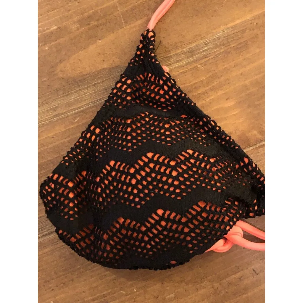 OP ~ Bikini Top Halter Style ~ Size 7-9 ~ Black & Orange - Image 2
