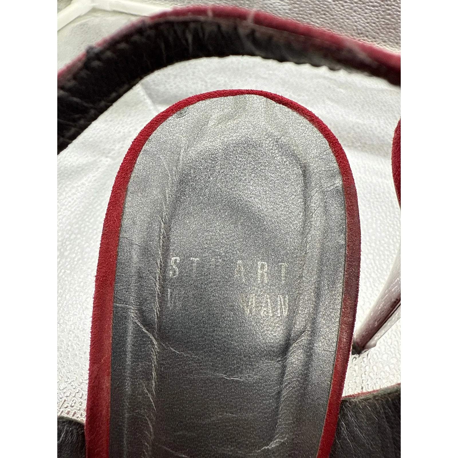 Stuart Weitzman Platform Slingback Peep-toe High Heels in Red Suede Size 8.5 - Image 7