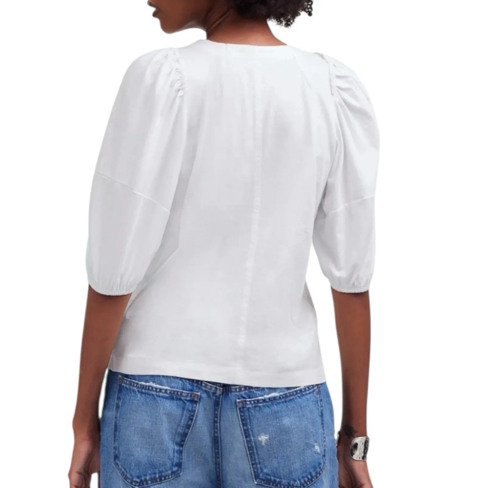 NWD Madewell Puff Sleeve Pullover Cotton Tee White Size XS - Image 2