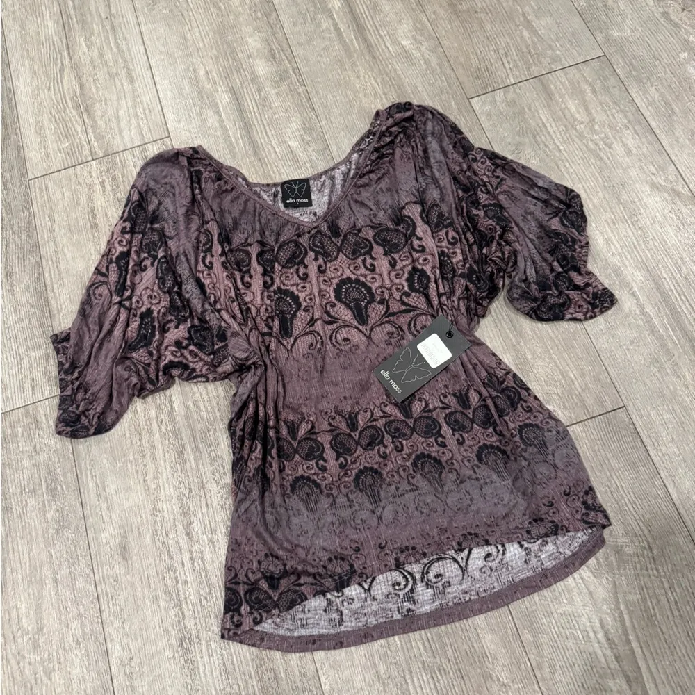 ELLA MOSS Elegant Purple Patterned Women's Top - Image 3