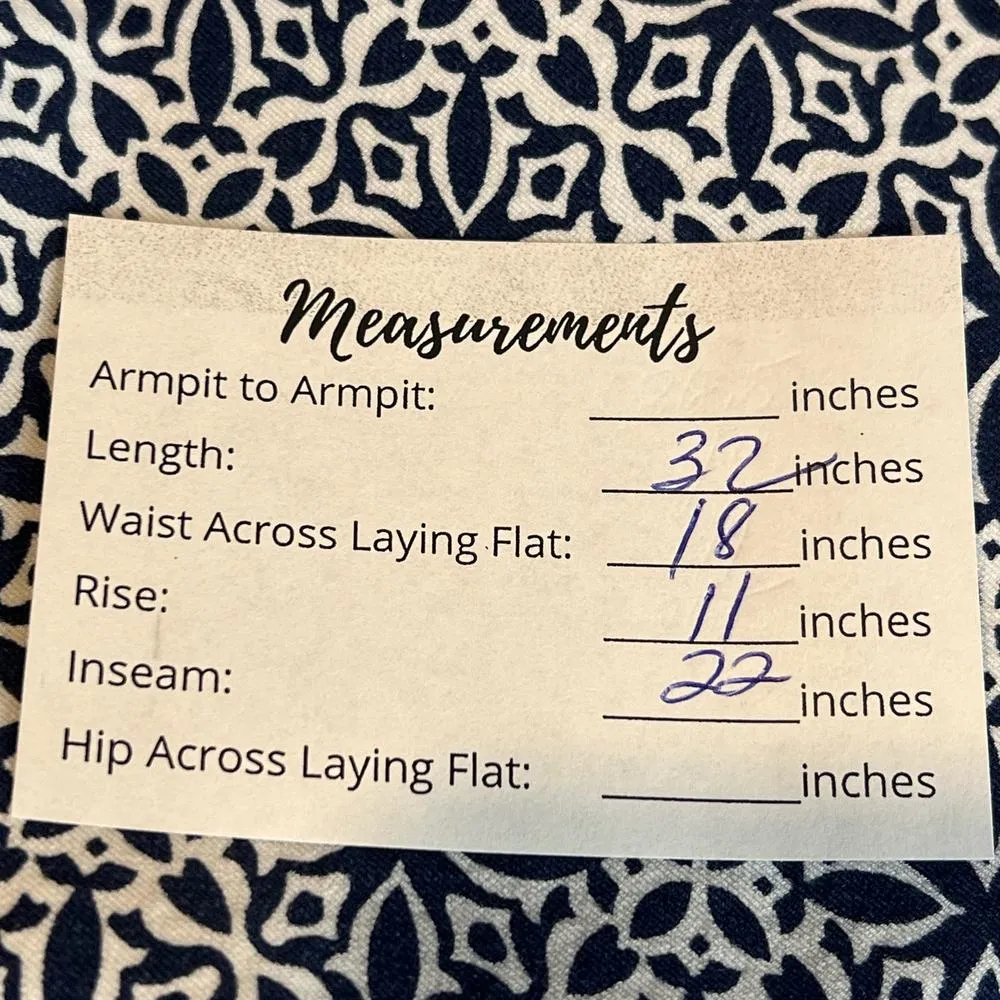 Talbots Chatham Cropped Pants Blue White High Rise Flat Front Side Zip Size 16 - Image 3