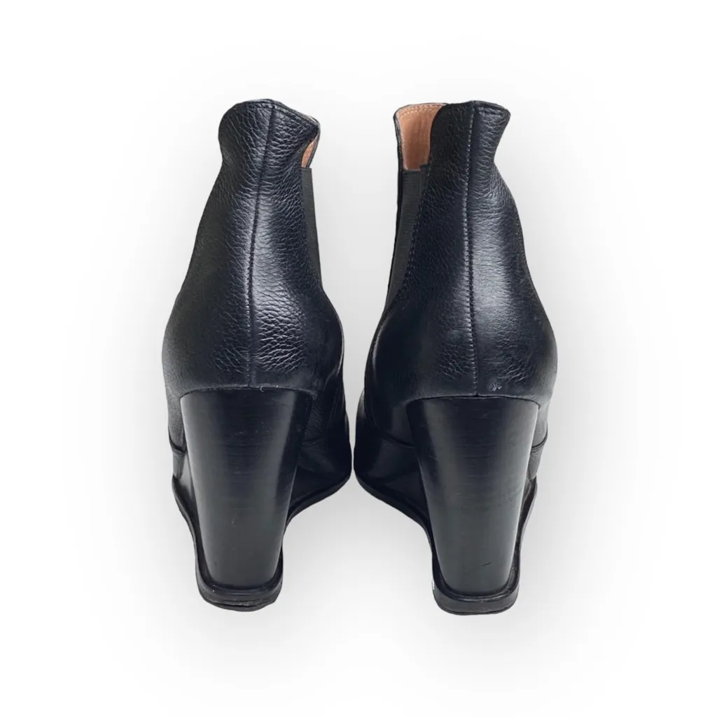 Corso Como Edgy Biker Wedge Heel Platform Leather Boots Booties Black 9.5M - Image 6