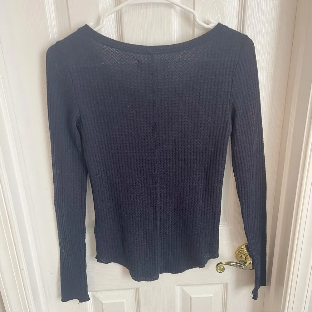 Long Sleeve Waffle Knit Notch Neck - Image 2