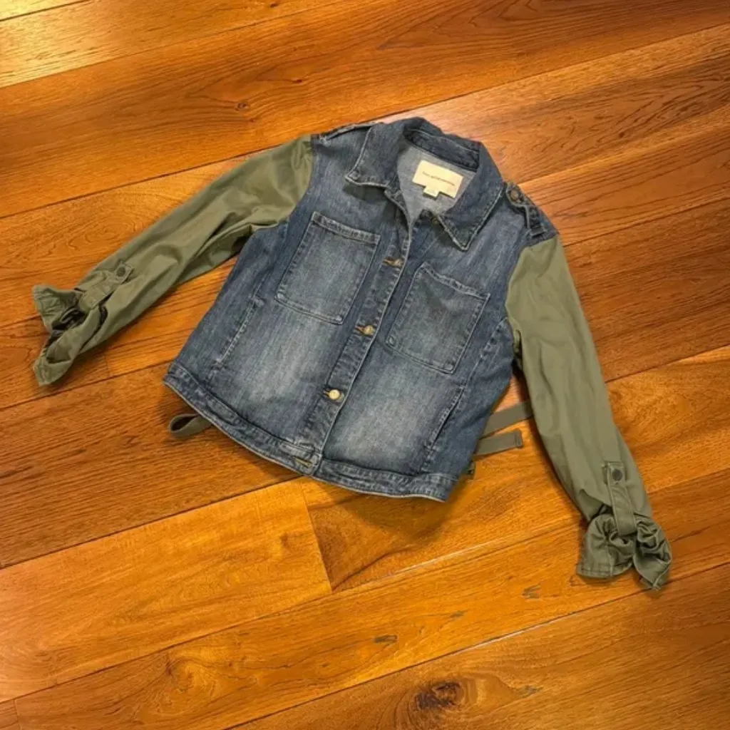 Anthropologie Pilcro Demim Military Jacket Blue Size M - Image 6
