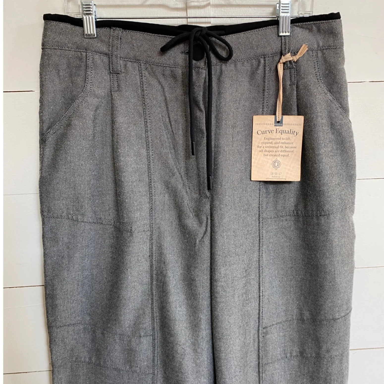 Democracy Clothing Curve Equality Straight Leg Pants Grey Heather Drawstring 12 Gray - Image 5