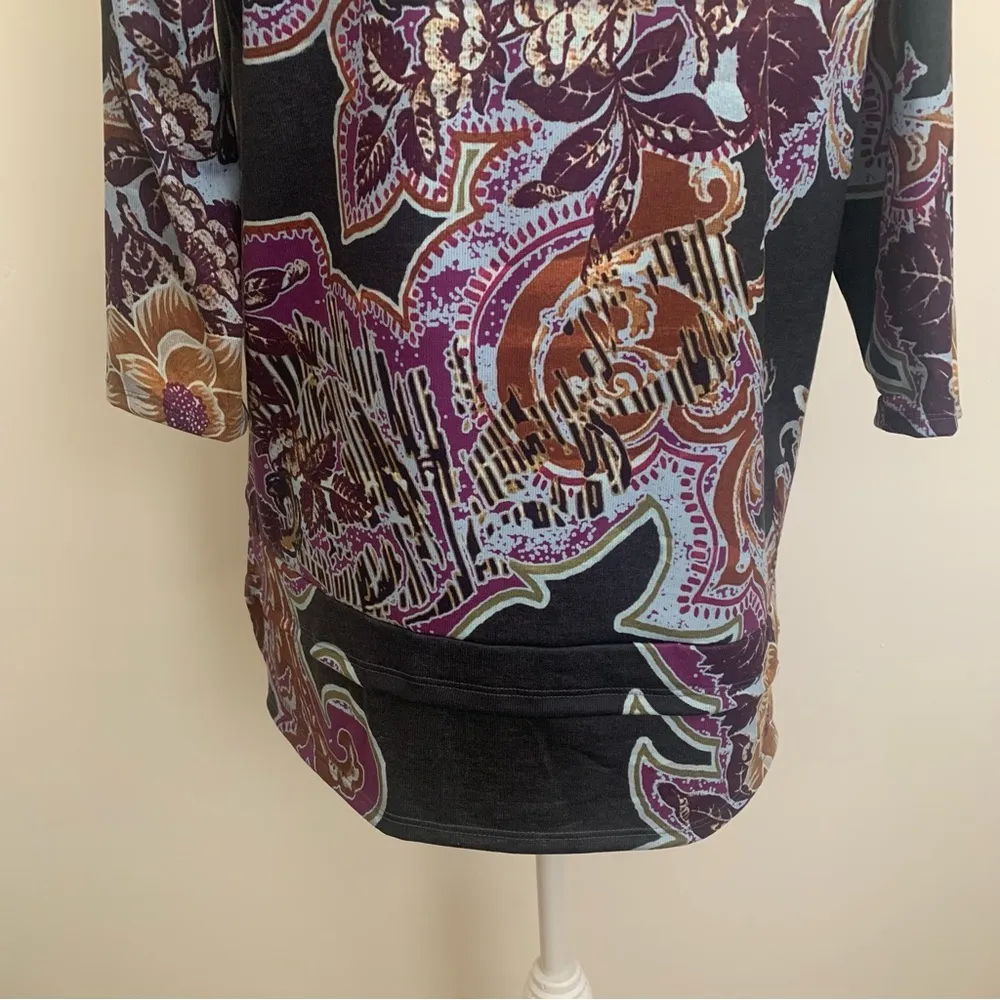 Soft Surroundings Multicolor Floral Print V-neck Tunic Top Size M - Image 11