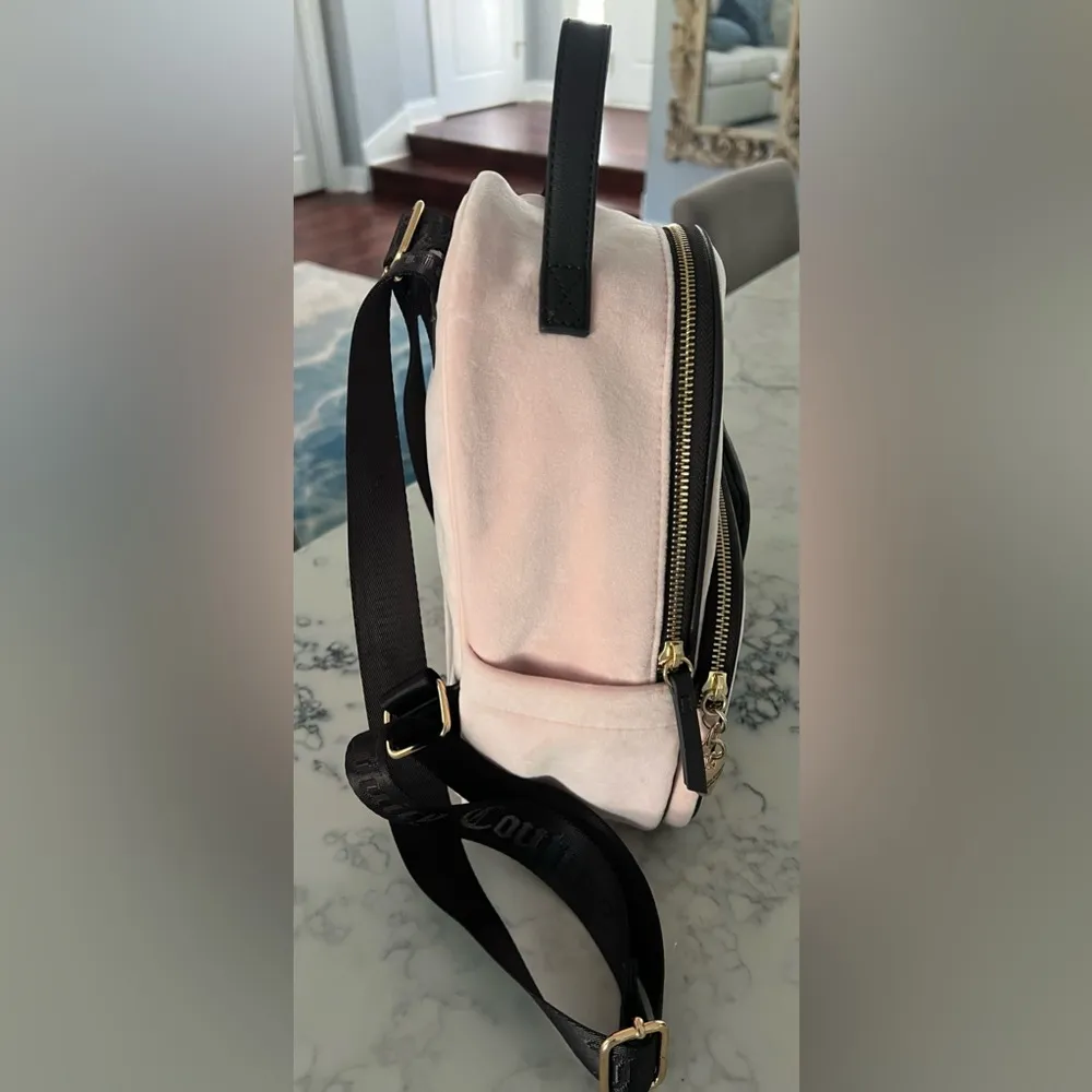 JUICY COUTURE Pink POWDER Blush Embroidered VELOUR Bag BACKPACK New $99 - Image 9