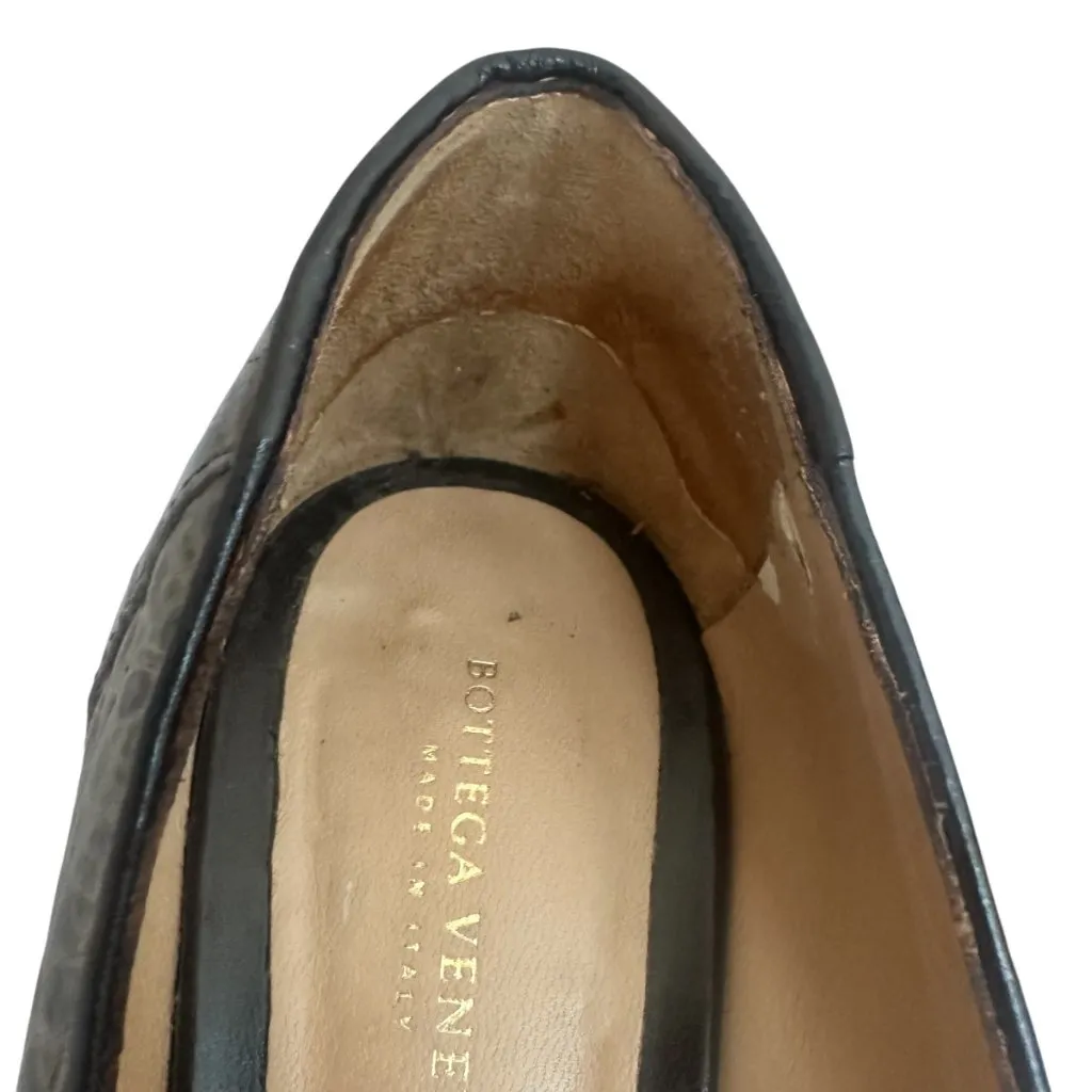 Bottega Veneta Leather High Heels Pumps Peep Toe Textured Size 36.5 EU 6 Women's - Image 8
