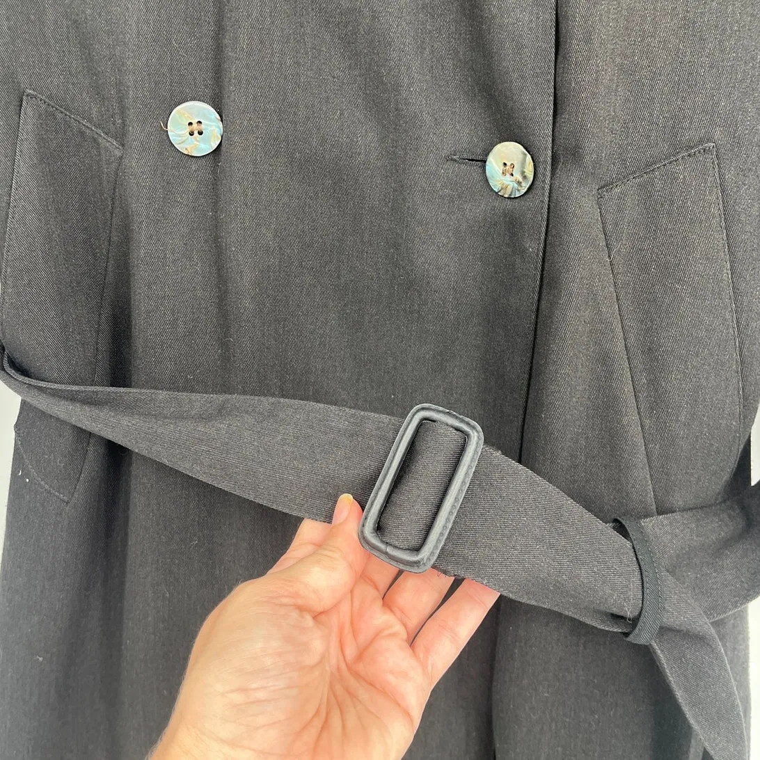 Vtg 90s Jones New York Wool Double Breasted Trench Womens Coat Sz M Preppy USA - Image 11