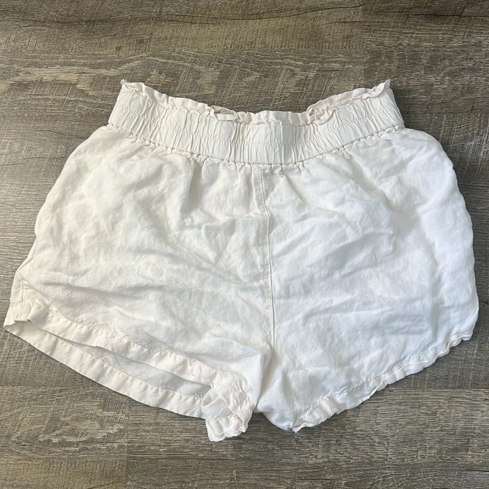 Madewell White Linen-Blend Pull-On Paperbag Shorts Size Large - Image 4
