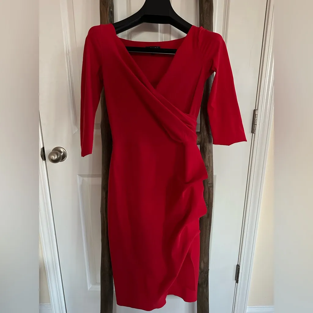 Red Chiara Boni La Petite Robe Florian Side Ruffle Dress / Sz 40/Small - Image 9