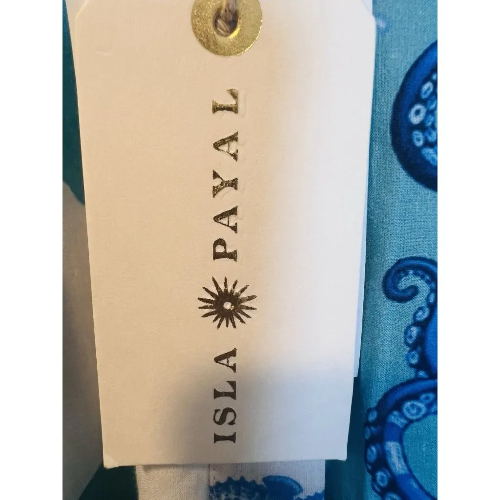 IslaPayal Malta Mini Treasure Island Turquoise Dress Size Small Nautical Coastal Blue - Image 8