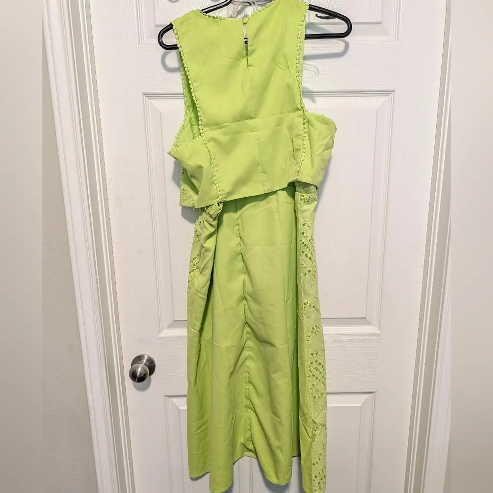 Milk&Honey Bright Green Eyelet Skirt Set Crop Top Maxi Midi Large Boho Spring - Image 10