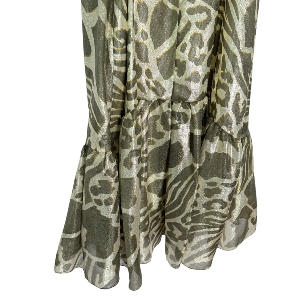 Adam Lippes Ruffled Lamé Midi Dress Silk Blend - Image 11