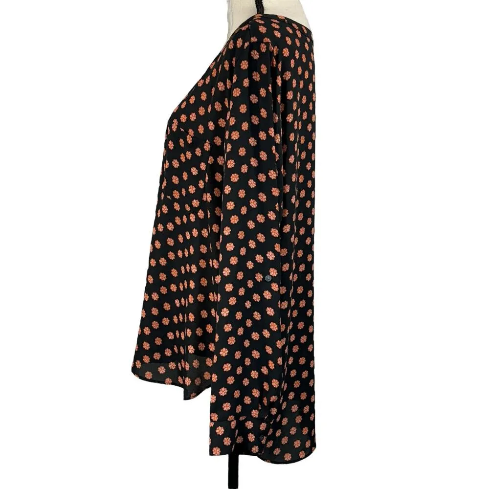 Ann Taylor LOFT X-Large Top Hi-Low Long Roll-Tab Sleeve Lightweight Pocket Black - Image 6