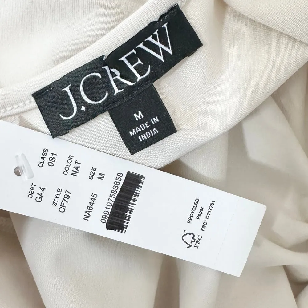 J.Crew Pleated Ballet Maxi Dress Stretch Cotton Natural Long Sleeve Medium NWT - Image 4