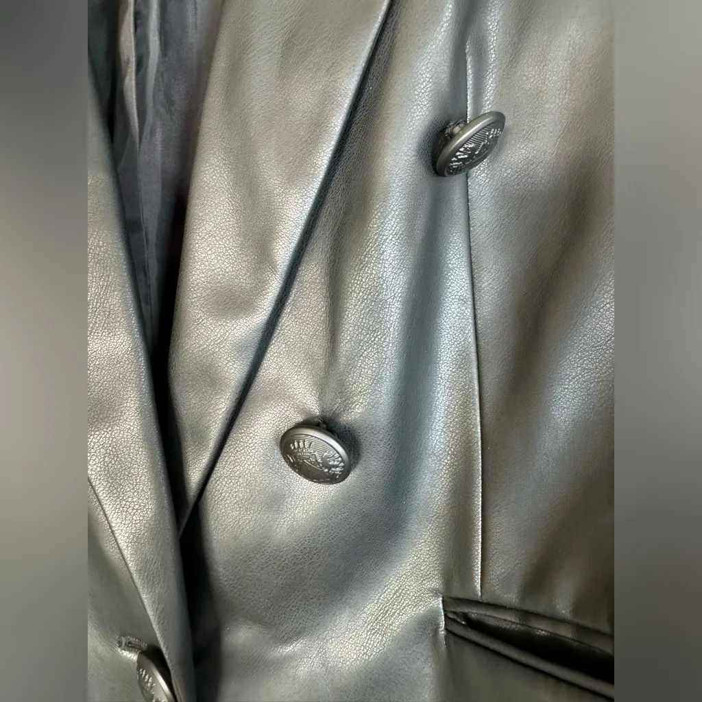 Express Women's Faux Leather Black Blazer Jacket size Large  $158 - Image 7